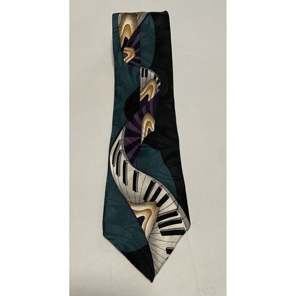 UPBEAT by Roffe Mens Music Piano Saxophone Tambourine Necktie Tie 100% Silk